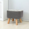 Linen Fabric Padded Stool Bench Footstool Pouffe Living Room Bedroom Footrest
