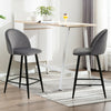Set of 2 Barstools Grey Velvet Fabric Padded Seat Metal Legs Bar Counter Stools