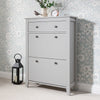 Shoe Cabinet Storage Wooden White Grey