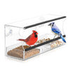 Large Acrylic Window Bird Feeder w/ Removable Tray Suction Cups & Drain Holes UK