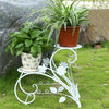 Set of 2 Flower Holder Rack Elegant Swan Shape Plant Stand Planter Support Shelf