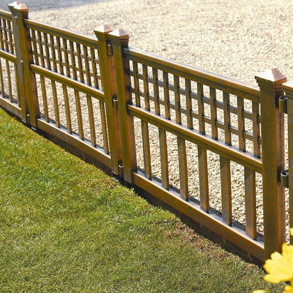 Pack of 4 Bronze Plastic Fence Panels Garden Lawn Edging Plant Border Landscape