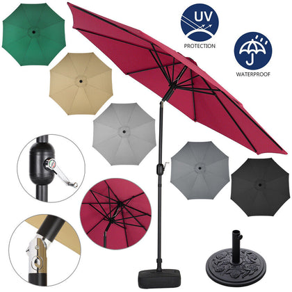 Large Garden Patio Parasol 300cm Tilting Umbrella Sun Shade with Crank Handle