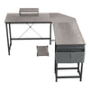 L Shaped Computer Corner Desk Table with Monitor Stand/Shelf/Si