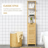 Tall Slim Bathroom Cabinet Freestanding Storage Organiser w/ 3 Shelves Natural