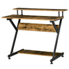 Industrial Home Office Desk Monitor Stand Brown Rustic Computer Table Hutch