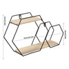 Floating Wooden Mteal Shelf Double Hexagon Storage Rack For Home Wall Decoration
