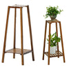 Indoor Corner Plant Stand Pot Holder Wooden Flower Shelf 2 Tier Display Rack UK