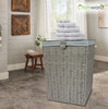 Laundry Basket Hamper Handwoven Grey Resin Bin for Dirty Cloths with Lining