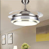 42" LED Ceiling Fan 4 Retractable Blades Remote Control 3-Color Changing Lights