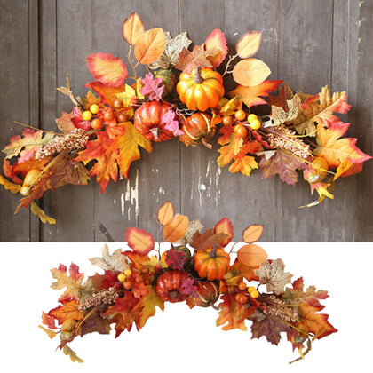 Artificial Maple Leaf Pumpkin Berry Garland Halloween Christmas Hanging Decor