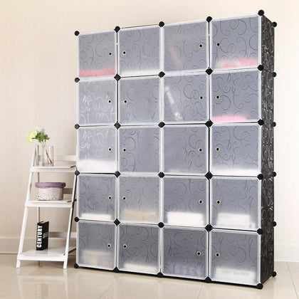 20 Cube Plastic Storage Wardrobe Clothes Organizer Cupboard Closet Cabinet DIY