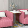 Sofa Side Table Gold With Heavy Mable Top Coffee Tea End Table for Living Room