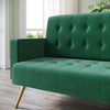 Green 3 Seater Sofa Bed Luxury Velvet Nonwoven New Foam Contrast Gold Metal Legs