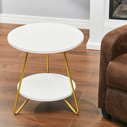 58cm 2 Tier Coffee Tea Table Nordic Living Room Sofa Side End Table Metal Legs