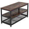 Industrial Table TV Stand Cabinet w/ Storage & 2 Shelves Metal Frame Living Room