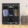Mondeer Grey/Black Canvas Wardrobe Storage Organiser Hanging Rail Fabric