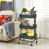 Kitchen Trolley Cart 3 Tier Mesh Shelf Handle Rolling Wheels Useful Storage Rack