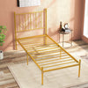 3FT Single Metal Bed Frame Heavy-duty Slatted Platform Bed with Headboard
