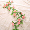 16Heads Artificial Faux Silk Flower Rose Leaf Garland Vine Home Party Decor 7Ft