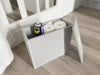 Wooden White Crisp Finish Small Toilet Cleaning Product Storage Tidy Box Unit