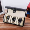 Vintage Watch Box Organizer Case Travel Storage Gift 3Slot Round Roll Collection
