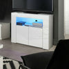 Corner TV Unit Stand Cabinet White Gloss &Matt Led Lights UK