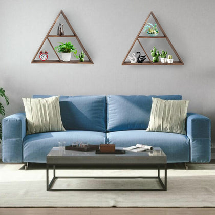 2Pcs Wall Display Rack Triangle Storage Shelf Floating Bookshelf for Living Room