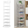 8 Tier Shoe Storage Organiser Shelf Rack Cabinet White Stand Iron Footwear Unit
