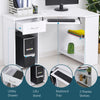 L-Shaped Corner Computer Desk w/ 2 Shelves Wide Worktop Keyboard Tray White