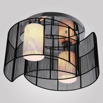 HOMCOM Chrome Fabric Chandelier Flush Mount Ceiling Lamp Light
