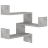 Set Of 3 Corner Shelves Wooden Wall Storage Grey Display Bookcase Shelving Unit