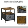 Industrial Bedside Table Drawer Shelf Storage Vintage Metal Retro Side End Table