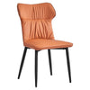 2Pcs Faux Leather Chairs High Backrest Metal Legs Dining Room Chair Orange
