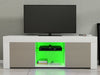 Modern TV Unit Stand Cabinet Grey High Gloss Doors & White Matt Body LED Lights