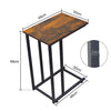 Metal Sofa End Table Side Tables Coffee Snack Table w/Wooden Top for Living Room