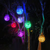 LED Solar Lamp Cracked Glass Ball Hanging Light Outdoor Garden Yard Decor UK