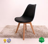 Set of 4 Black Lorenzo Dining Chair with Padded Seat Eiffel Inspired Wooden Legs