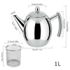 1L Capacity Stainless Steel Teapot Coffee Pot Kettle With Tea Leaf Filter