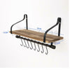 Large Wall Floating Shelf Kitchen Bathroom Storage Rustic Wood Rack With 8 Hooks