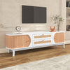TV Stand Cabinet Unit Modern Wooden Rattan 2 Drawers 2 Doors TV Entertainment