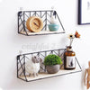 Industrial Wall Shelf Mounted Unit Metal Wire Wood Floating Rack Storage Shelves
