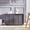 Grey Marble Vein 2 Sliding Door 2-Tier Shelves Sideboard Storage Cabinet Kitchen