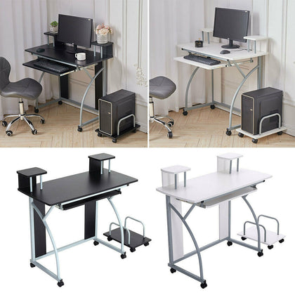 Small Corner Computer Desk PC Table Home Study Writing Desk Case/Keyboard Shelf