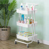 3 Tier Slim Kitchen Storage Trolley Cart Rack Tray Shelf Rolling Wheel W/ Handle