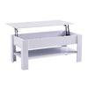 White Wooden Lift Top Up Coffee Table with Storage Drawer Desk Living Room