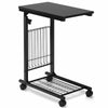 C-Shaped Sofa Side Table Adjustable Mobile Bed End Table Laptop Stand W/ Basket