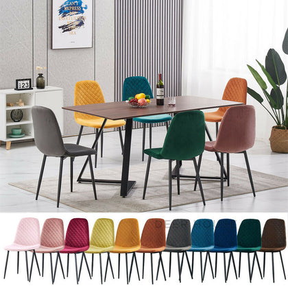 2 Dining Chairs Set Velvet Soft Padded Seat Metal Legs Office Home Kitchen Chair