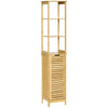 Tall Slim Bathroom Cabinet Freestanding Storage Organiser w/ 3 Shelves Natural