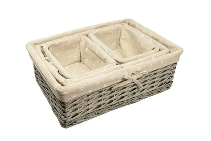 Rustic Set of 4 Wicker Gift Xmas Hamper Storage Basket Home Tidy Organiser